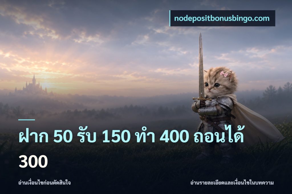 ฝาก 50 รับ 150 ทํา 400 ถอนได้ 300