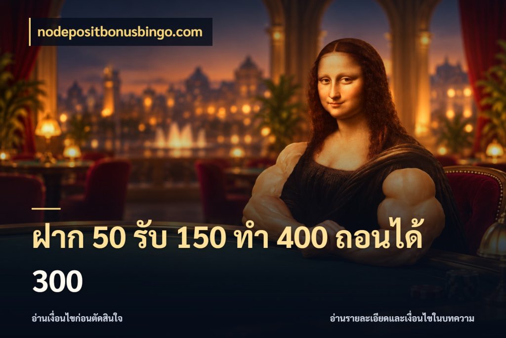 ฝาก 50 รับ 150 ทํา 400 ถอนได้ 300 โปรกับเกมที่ชอบเลือกให้ตรงสไตล์ กับ nodepositbonusbingo.com