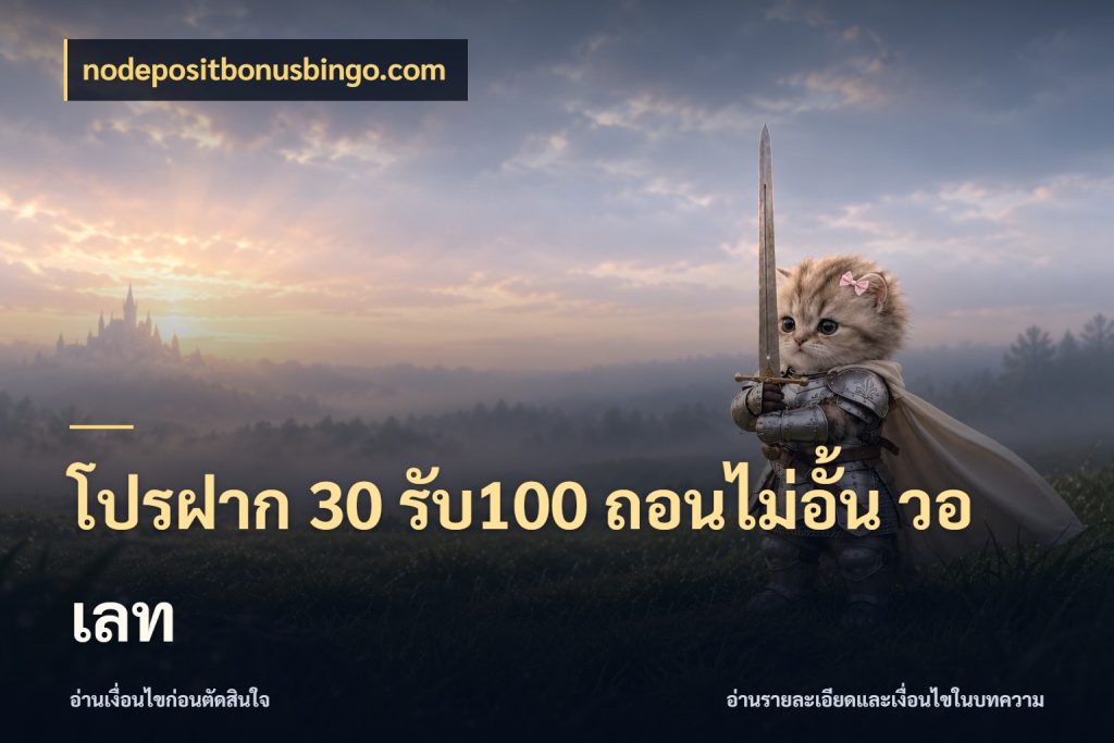 โปรฝาก 30 รับ100 ถอนไม่อั้น วอ เลท จับคู่โบนัสกับสไตล์เกมที่ชอบ ในมุม nodepositbonusbingo.com