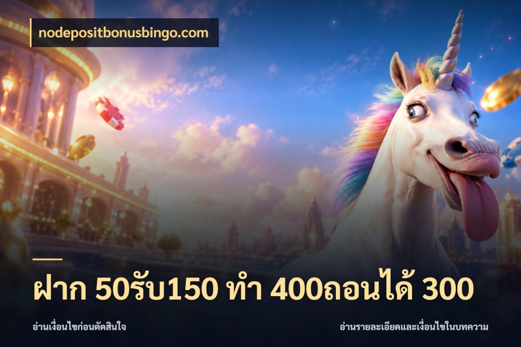 ฝาก 50รับ150 ทํา 400ถอนได้ 300 nodepositbonusbingo.com จุดเด่นของเครดิตที่คนชอบเกมอยากรู้