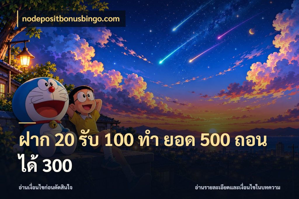 ฝาก 20 รับ 100 ทํา ยอด 500 ถอนได้ 300 nodepositbonusbingo.com สีสันของโปรฝากและยอดรับ